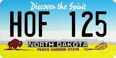 ND license plate HOF125