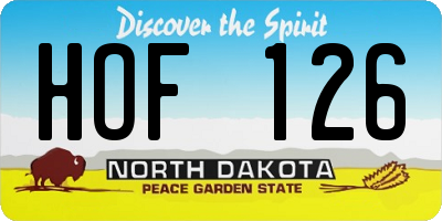 ND license plate HOF126
