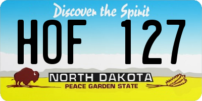 ND license plate HOF127