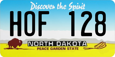 ND license plate HOF128