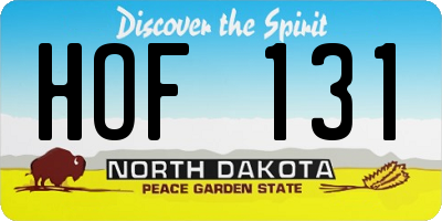ND license plate HOF131