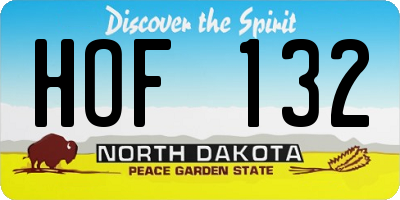 ND license plate HOF132