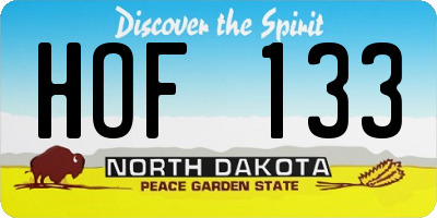 ND license plate HOF133