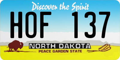 ND license plate HOF137
