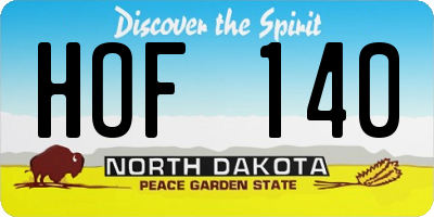 ND license plate HOF140