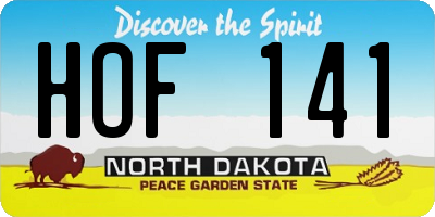 ND license plate HOF141