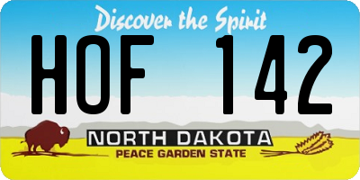ND license plate HOF142