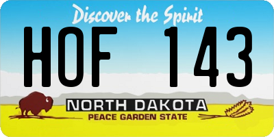 ND license plate HOF143