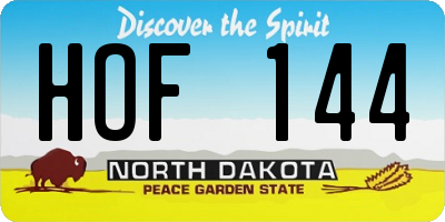 ND license plate HOF144
