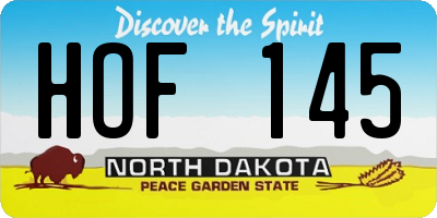 ND license plate HOF145