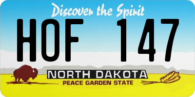 ND license plate HOF147