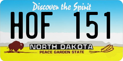ND license plate HOF151
