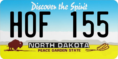 ND license plate HOF155