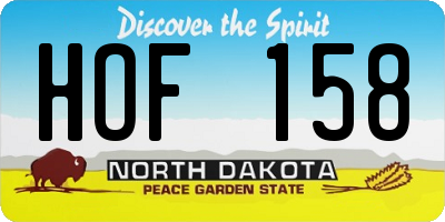 ND license plate HOF158