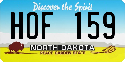 ND license plate HOF159