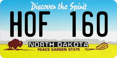ND license plate HOF160