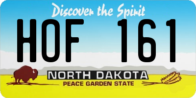 ND license plate HOF161