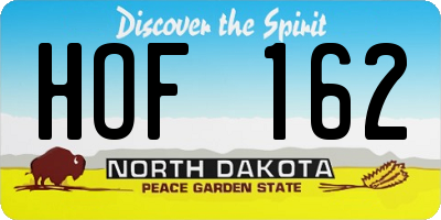 ND license plate HOF162