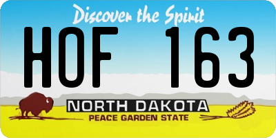 ND license plate HOF163