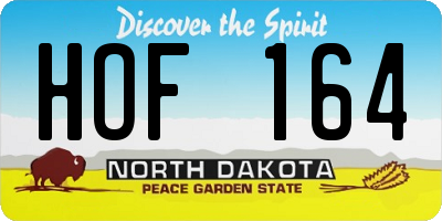 ND license plate HOF164