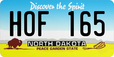 ND license plate HOF165