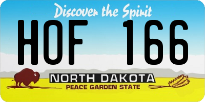 ND license plate HOF166
