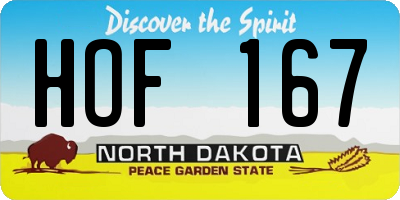 ND license plate HOF167