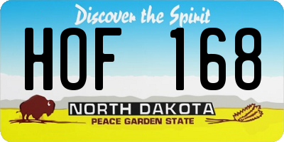 ND license plate HOF168