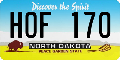 ND license plate HOF170