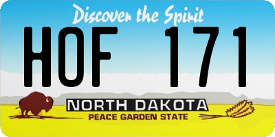 ND license plate HOF171