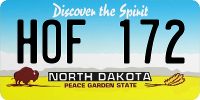 ND license plate HOF172