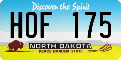 ND license plate HOF175