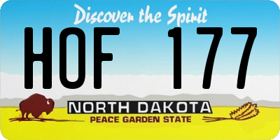 ND license plate HOF177