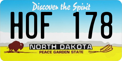 ND license plate HOF178