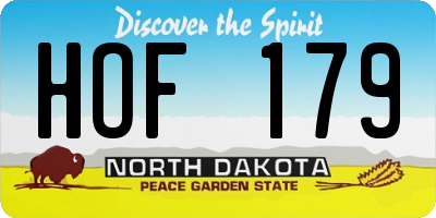 ND license plate HOF179