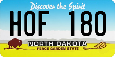 ND license plate HOF180