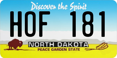 ND license plate HOF181