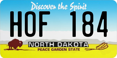ND license plate HOF184