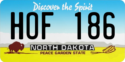 ND license plate HOF186