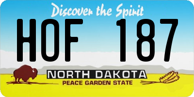 ND license plate HOF187