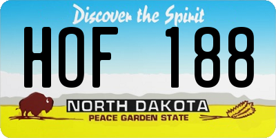 ND license plate HOF188