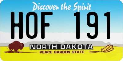 ND license plate HOF191