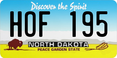 ND license plate HOF195