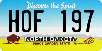 ND license plate HOF197