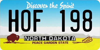ND license plate HOF198