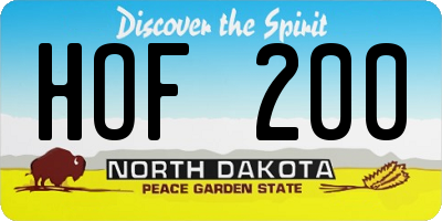 ND license plate HOF200