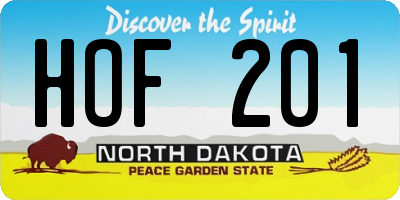 ND license plate HOF201