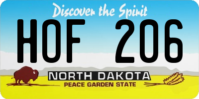 ND license plate HOF206