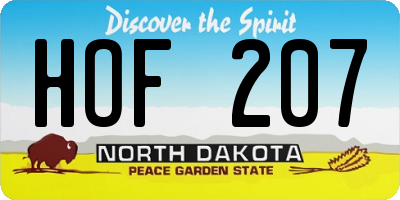 ND license plate HOF207