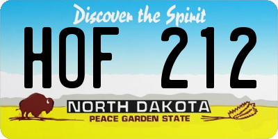 ND license plate HOF212